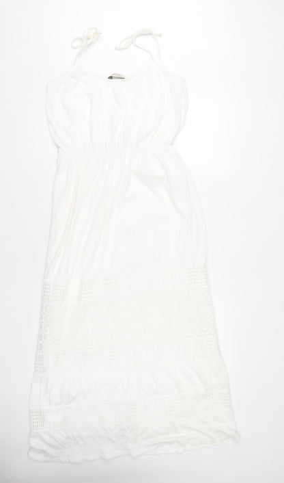 Oasis Women's White Long Slip Dress S Bohemian