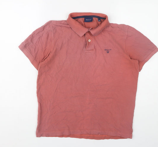 GANT Men's Polo Medium Pink Short Sleeve