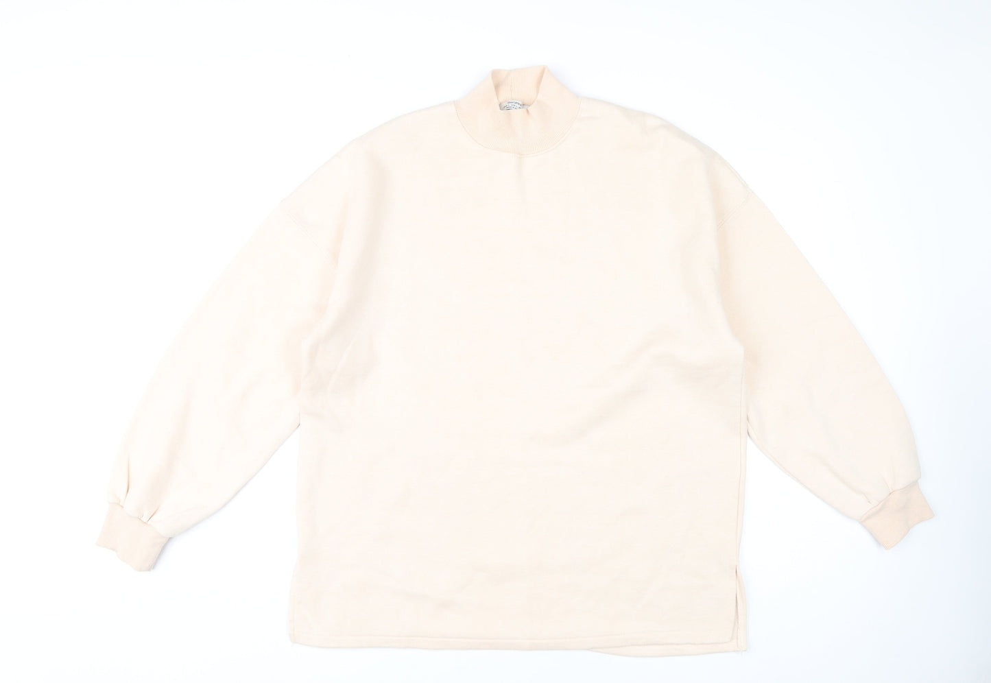Bershka Women's Beige Sweatshirt, Size 14, Mock Neck