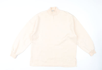 Bershka Women's Beige Sweatshirt, Size 14, Mock Neck