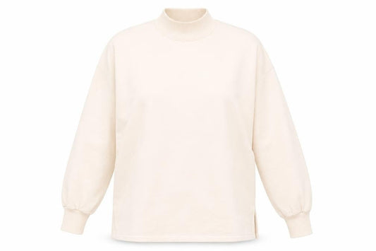 Bershka Women's Beige Sweatshirt, Size 14, Mock Neck