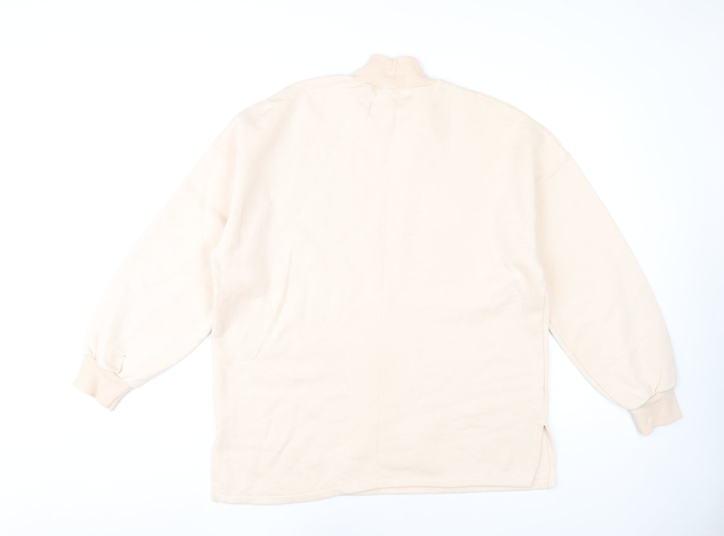 Bershka Women's Beige Sweatshirt, Size 14, Mock Neck