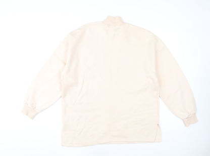 Bershka Women's Beige Sweatshirt, Size 14, Mock Neck