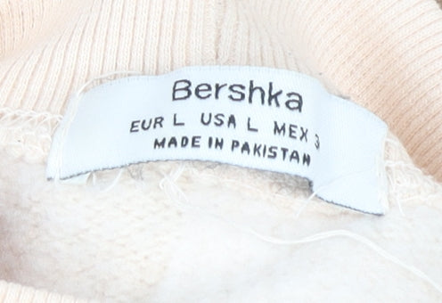 Bershka Women's Beige Sweatshirt, Size 14, Mock Neck