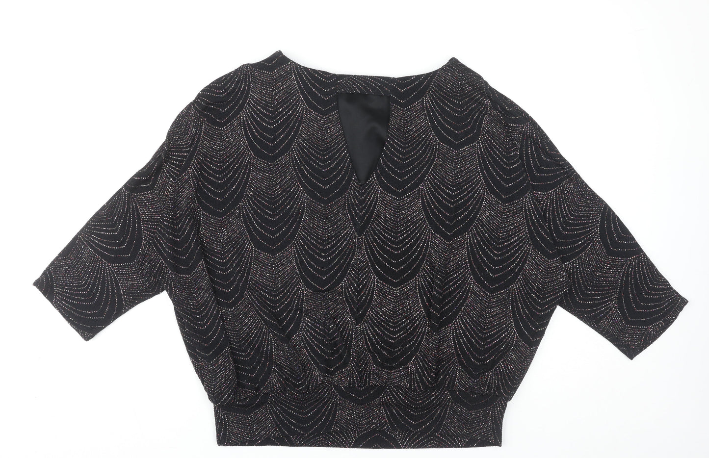 Womens UK Size 12 Dorothy Perkins Black Tunic Blouse