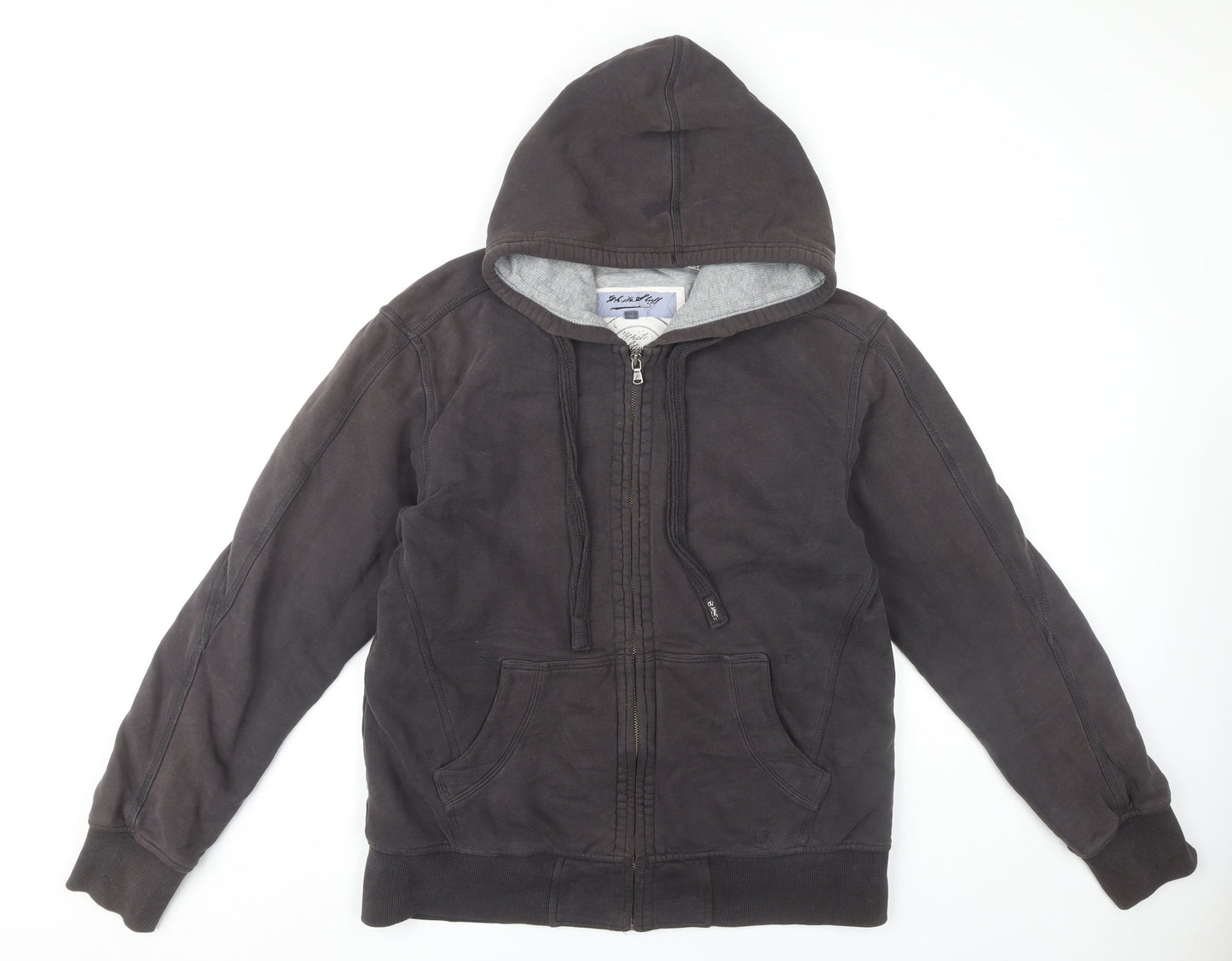 White Stuff Men's Black Hoodie M - Full Zip, Cotton