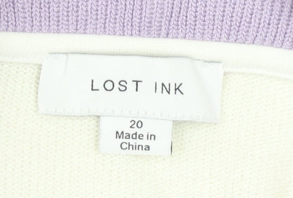 Womens UK Size 20 Lost Ink Multicoloured Basic Polo