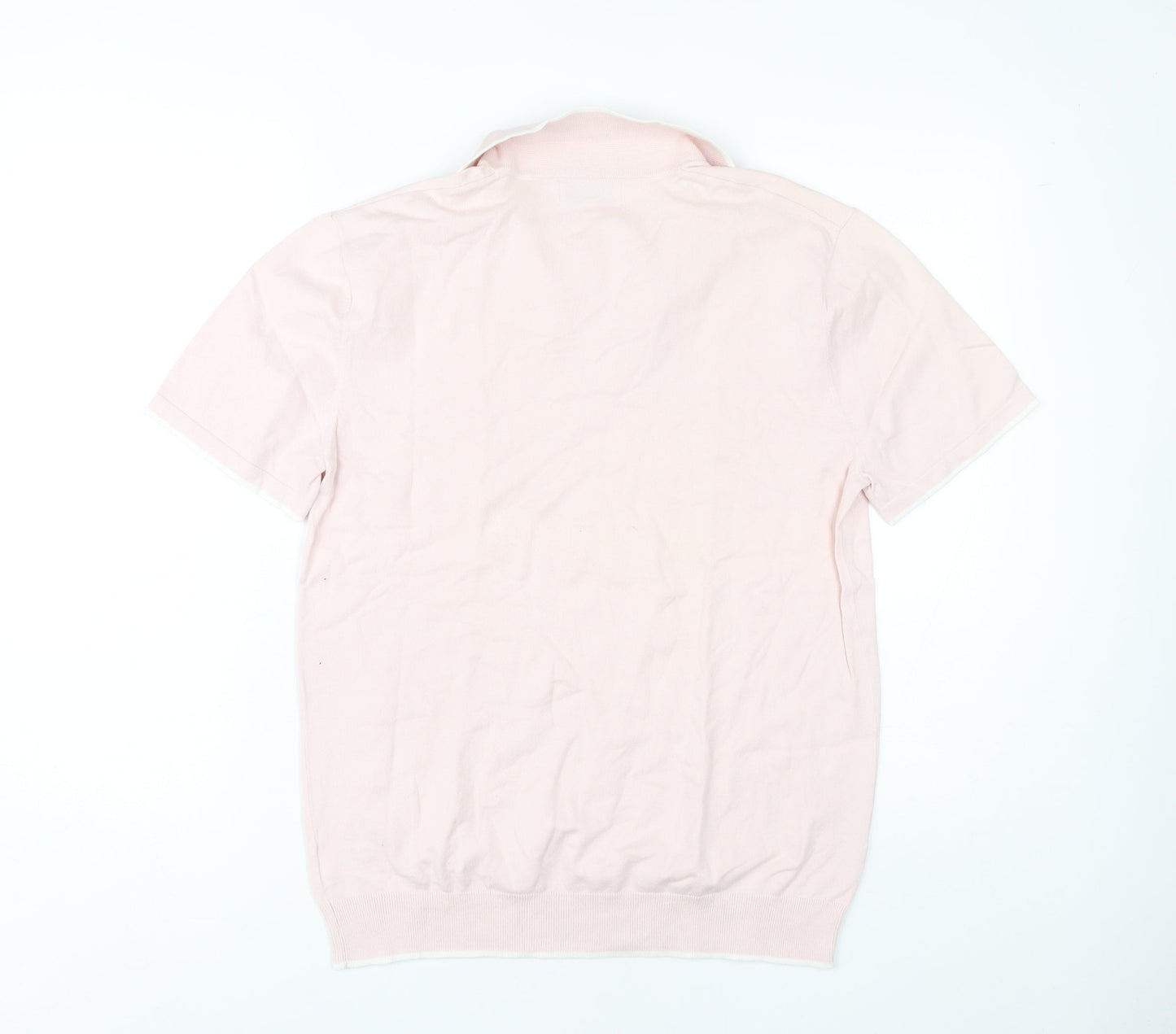 Next Men's Pink Polo Shirt L Solid Cotton Nylon