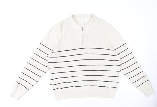 Marks and Spencer Men's 2XL White Full Zip Jumper