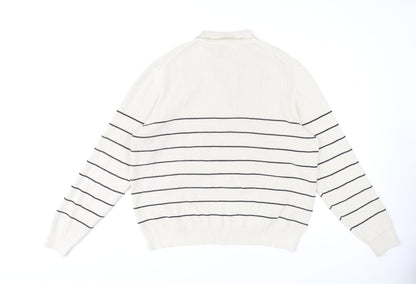 Marks and Spencer Men's 2XL White Full Zip Jumper