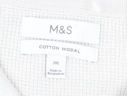 Marks and Spencer Men's 2XL White Full Zip Jumper