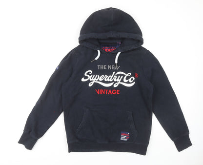 Superdry Women's Navy Pullover Hoodie, Size 14, Cotton Blend