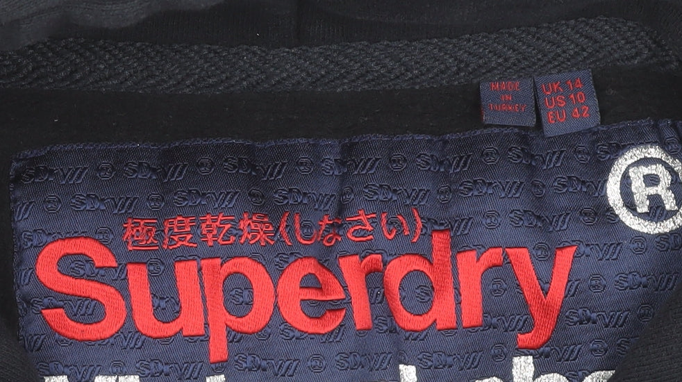 Superdry Women's Navy Pullover Hoodie, Size 14, Cotton Blend
