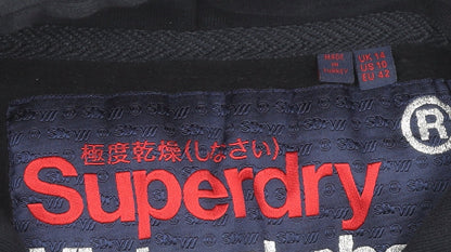Superdry Women's Navy Pullover Hoodie, Size 14, Cotton Blend