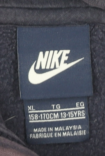 Nike Blue Boys Hoodie, 13-15 Years, Pullover, Logo Accent