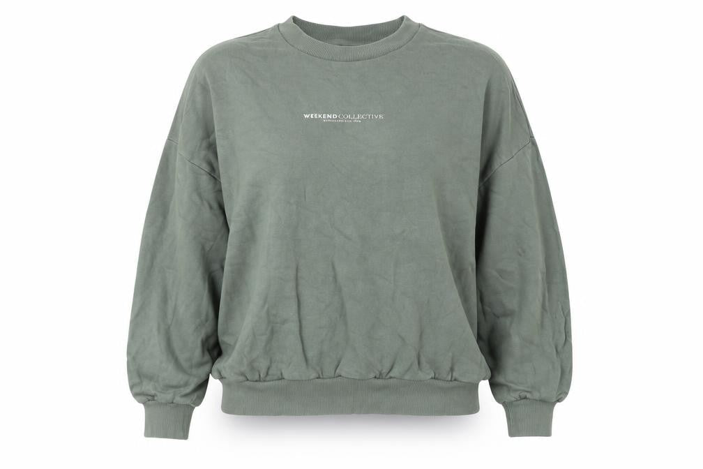Front view of ASOS Women's Green Pullover Sweatshirt, size 10