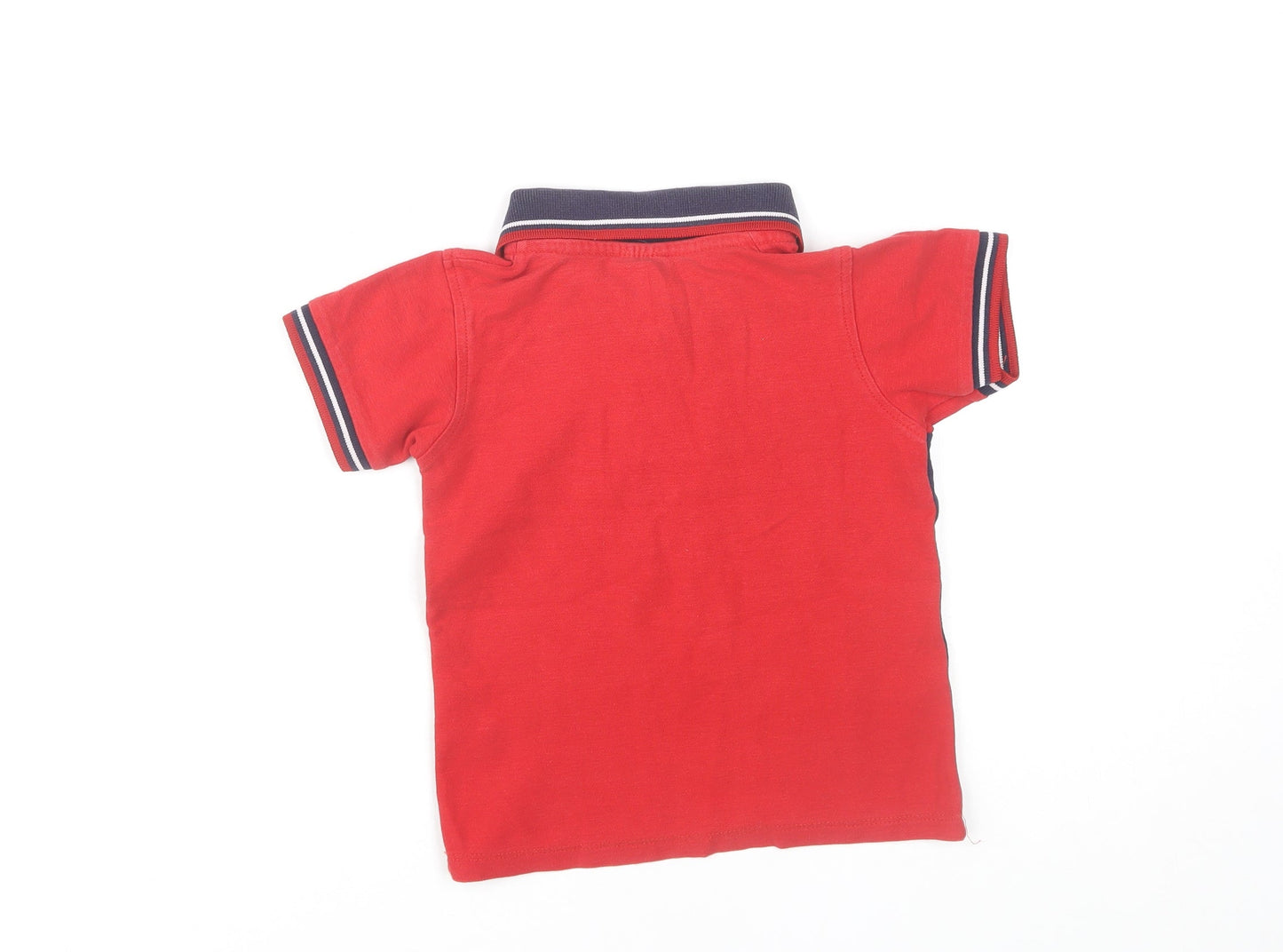 Fred Perry Boys Red Blue Polo Shirt, Colourblock Style, Size 5