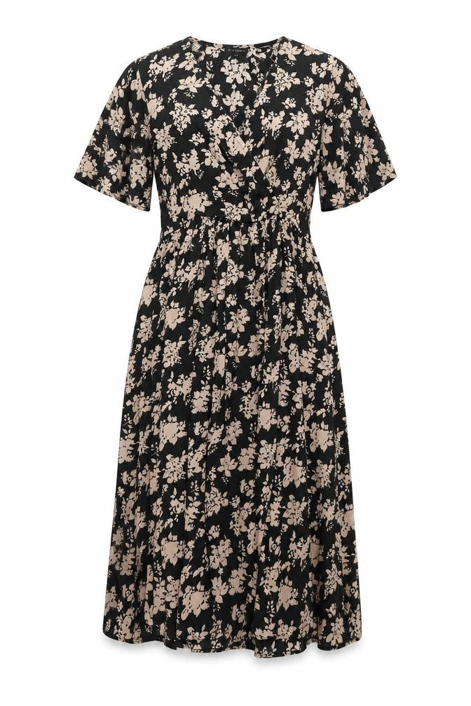 Blue Vanilla Women's Black Floral A-Line Dress Size 12