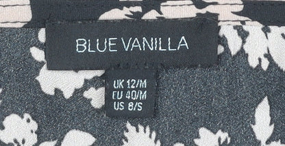 Blue Vanilla Women's Black Floral A-Line Dress Size 12