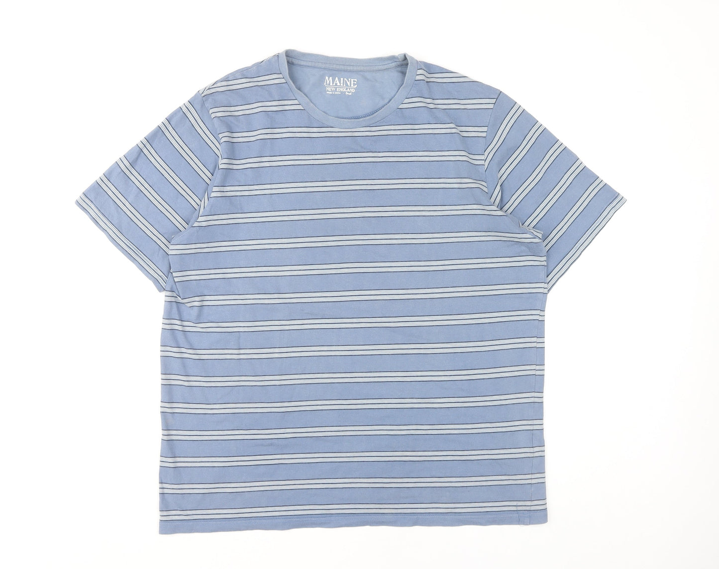 Maine New England Men’s Blue Striped Cotton T-Shirt S