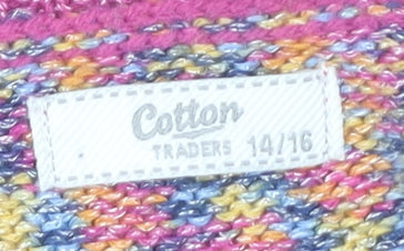 Cotton Traders Women's Multicoloured Open Front Cardigan Size 14/16