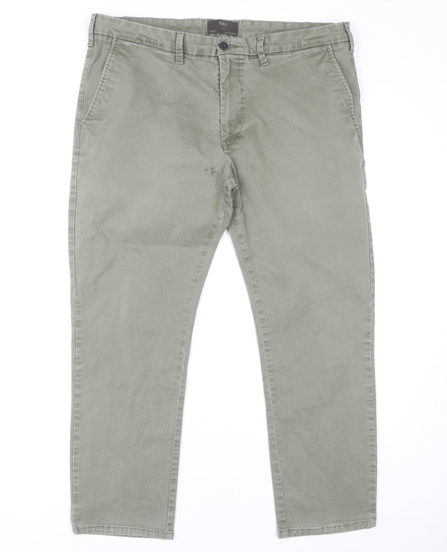 Marks and Spencer Green Slim Fit Chino Trousers
