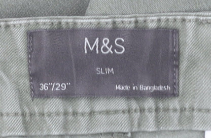 Marks and Spencer Green Slim Fit Chino Trousers