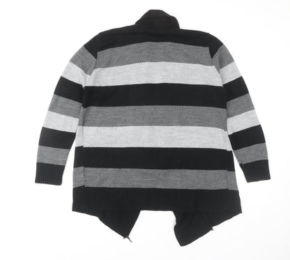 Autonomy Women's Black Open Front Cardigan M Striped Knit