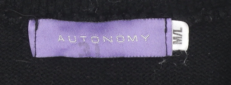 Autonomy Women's Black Open Front Cardigan M Striped Knit