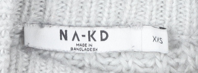 Womens UK Size 2XS NA-KD Grey Pullover Jumper
