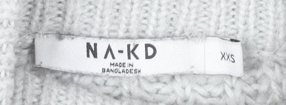 Womens UK Size 2XS NA-KD Grey Pullover Jumper