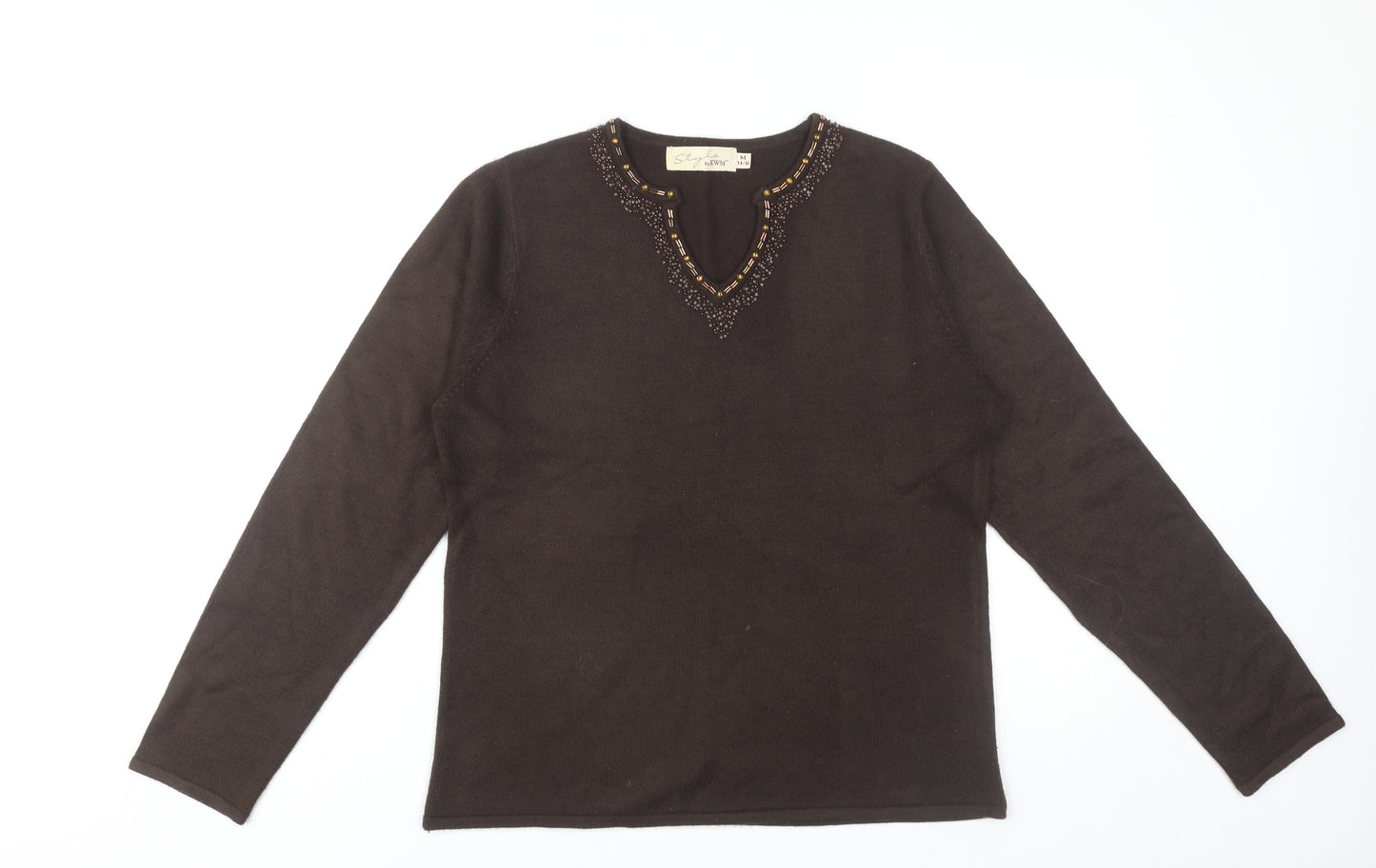 Womens UK Size M Style by EWM Brown Pullover Jumper