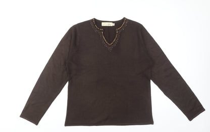 Womens UK Size M Style by EWM Brown Pullover Jumper
