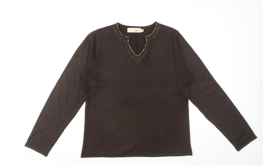 Womens UK Size M Style by EWM Brown Pullover Jumper