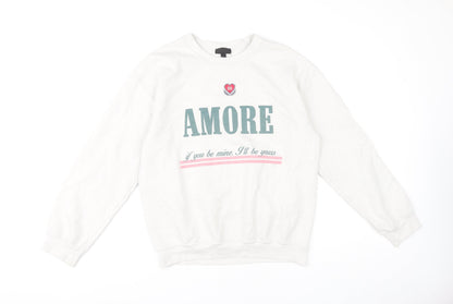 Topshop Women's White Pullover Sweatshirt M