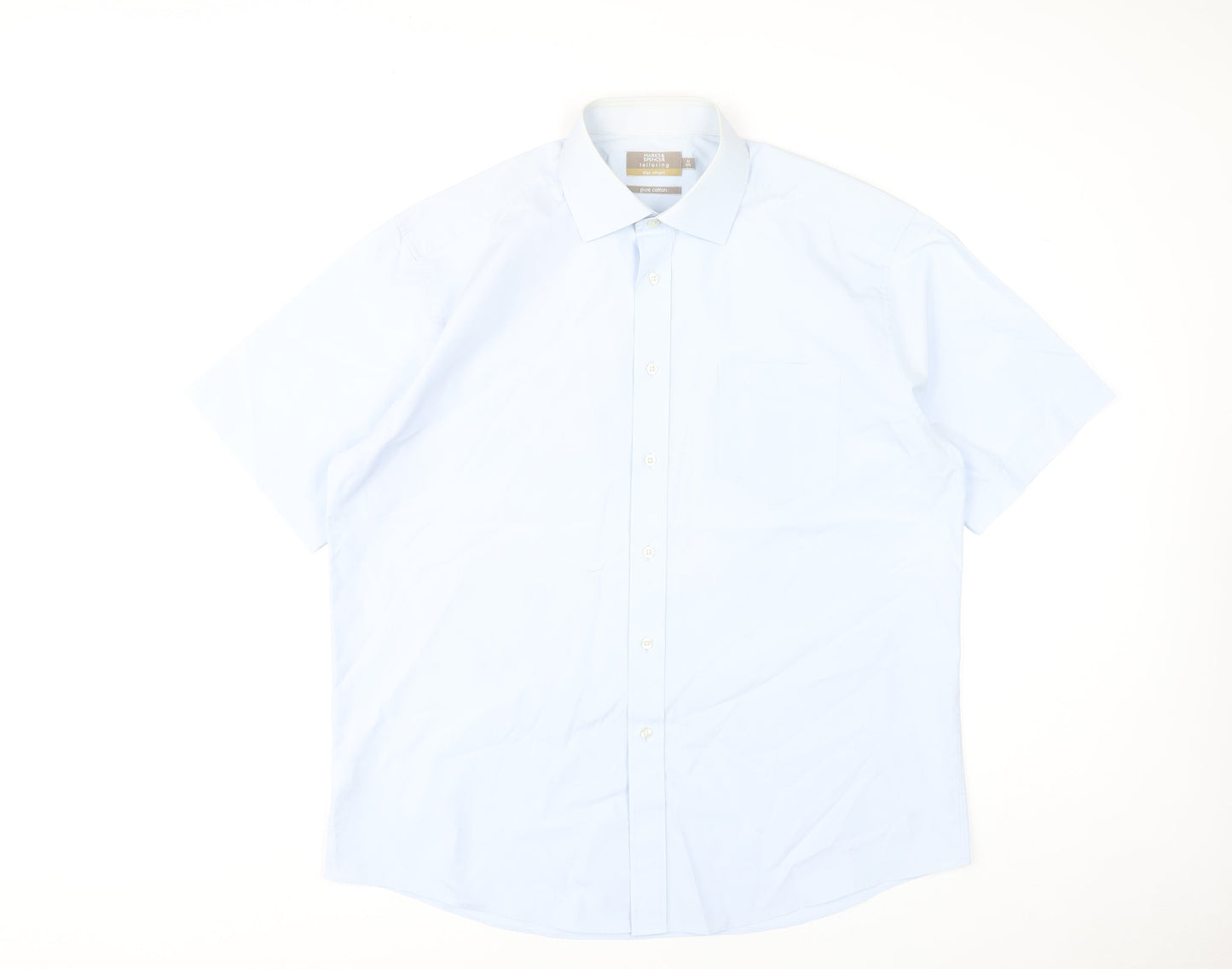 Mens UK Collar Size 42 Marks and Spencer Smart Blue  Dress Shirt