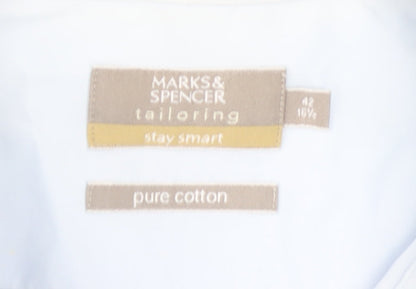 Mens UK Collar Size 42 Marks and Spencer Smart Blue  Dress Shirt