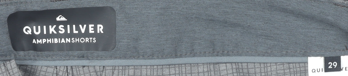 Quiksilver Men's Grey Check Shorts, Size 29