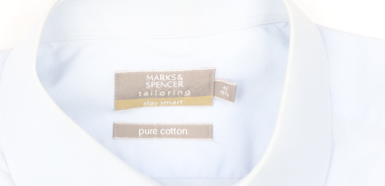 Mens UK Collar Size 42 Marks and Spencer Smart Blue  Dress Shirt