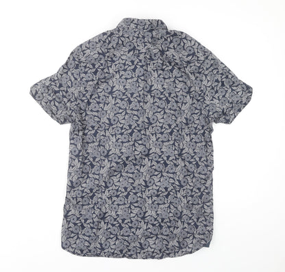 Ted Baker Men's Blue Floral Shirt, M, Button-Up, Cotton