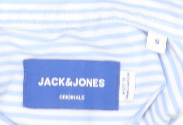 Jack & Jones Men's Blue Striped Button-Up Shirt M