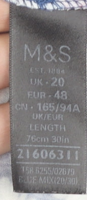 Marks and Spencer Women's Blue Floral A-Line Skirt 20