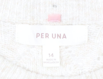 Womens UK Size 14 Marks and Spencer Ivory Pullover Jumper