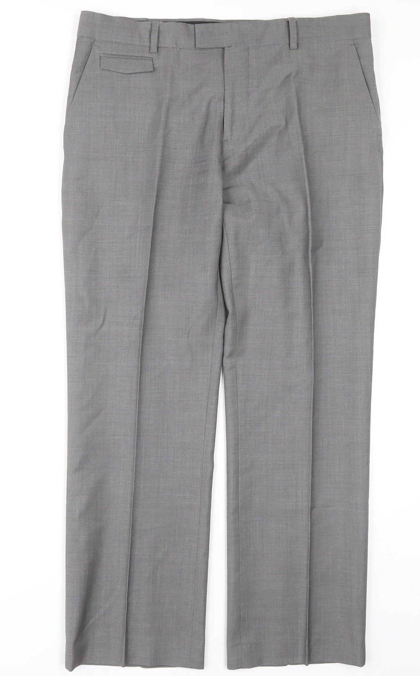 Burton Men's Grey Dress Pants 34S - Formal Pleated Trousers