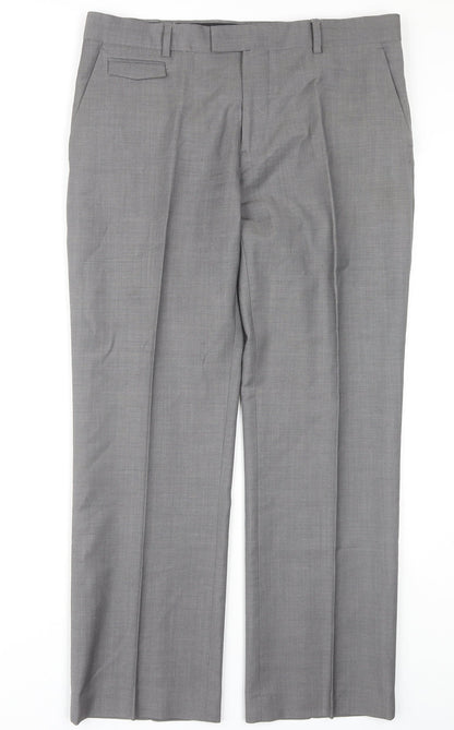 Burton Men's Grey Dress Pants 34S - Formal Pleated Trousers