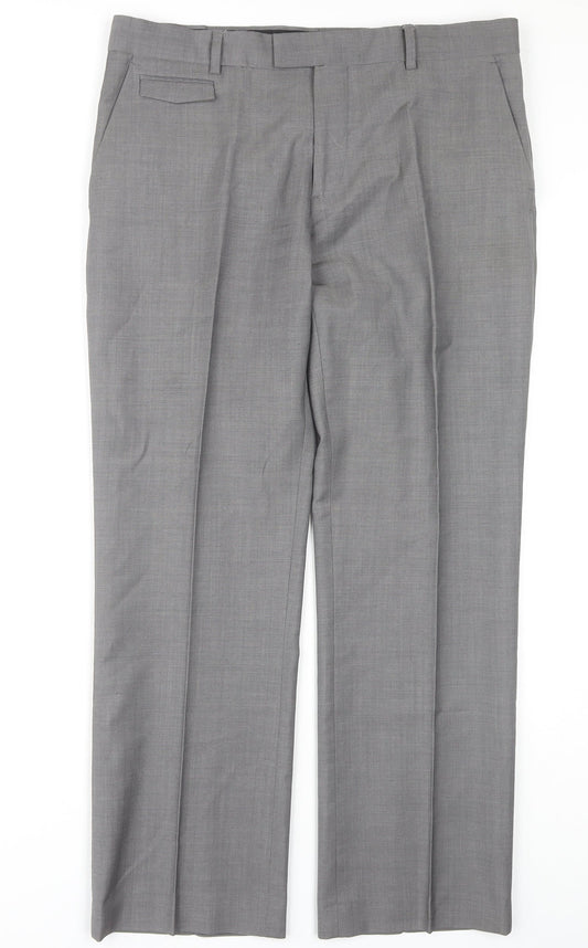 Burton Men's Grey Dress Pants 34S - Formal Pleated Trousers