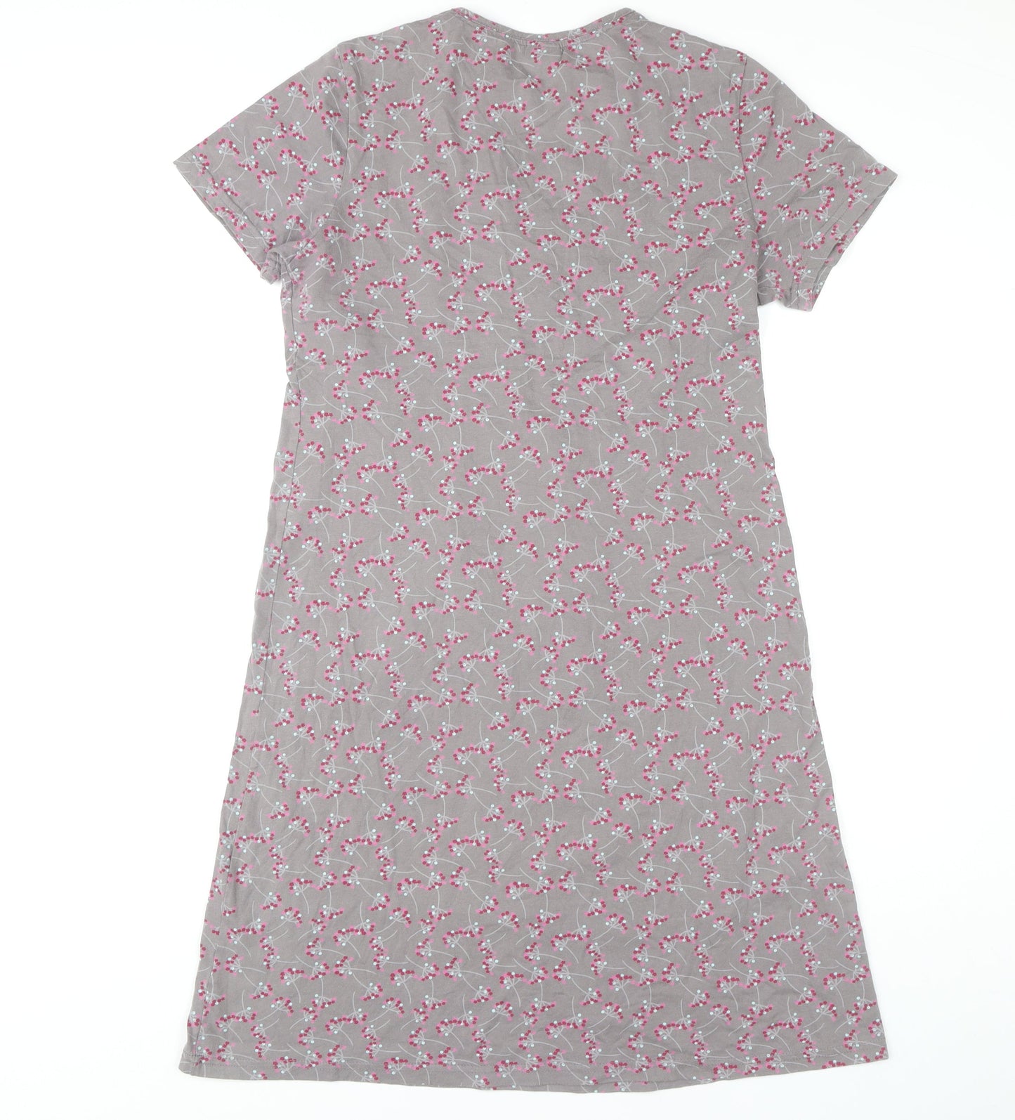 Cotton Traders Women's Grey V-Neck Short Sleeve Dress