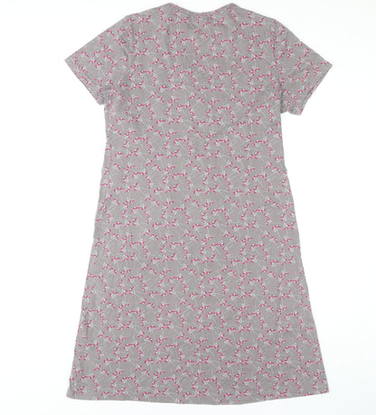 Cotton Traders Women's Grey V-Neck Short Sleeve Dress