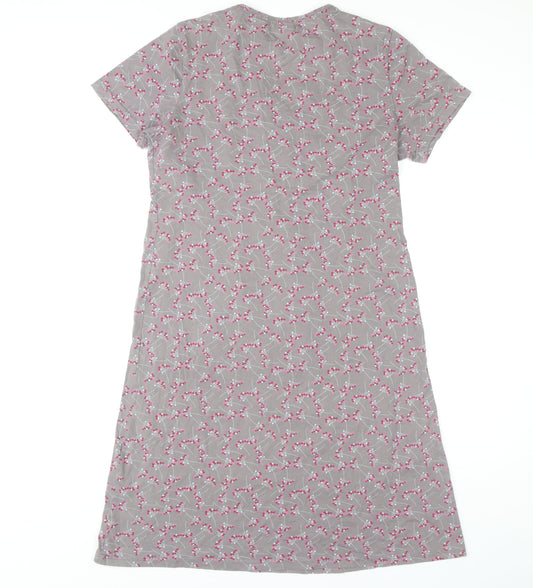 Cotton Traders Women's Grey V-Neck Short Sleeve Dress