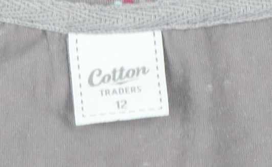 Cotton Traders Women's Grey V-Neck Short Sleeve Dress